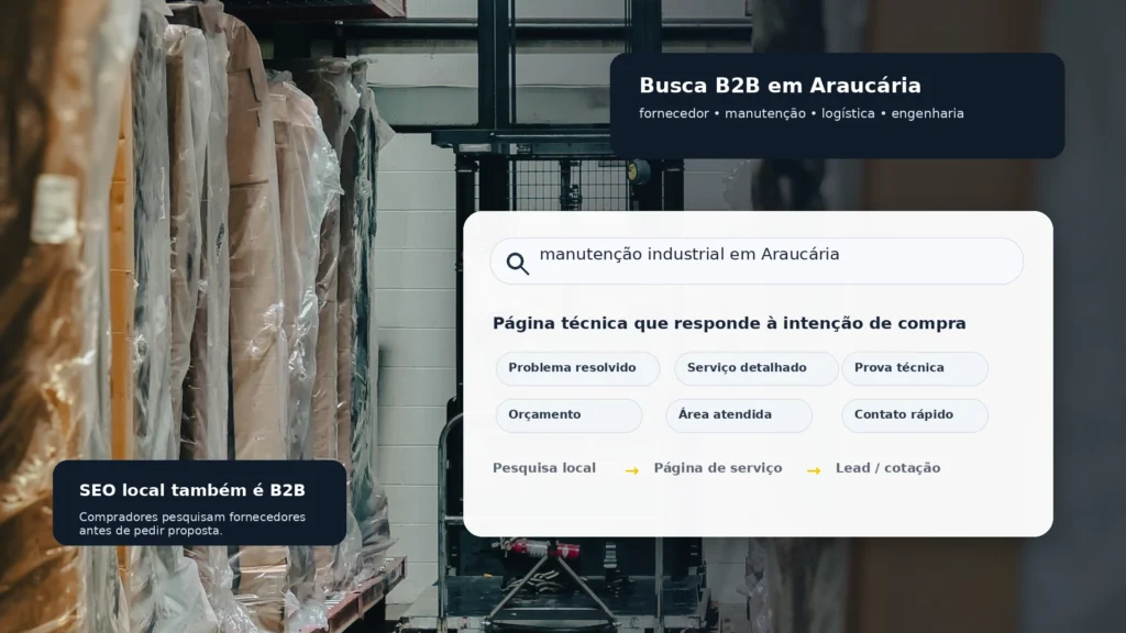 Busca por fornecedor industrial em Araucária com foco em SEO local para empresas B2B.