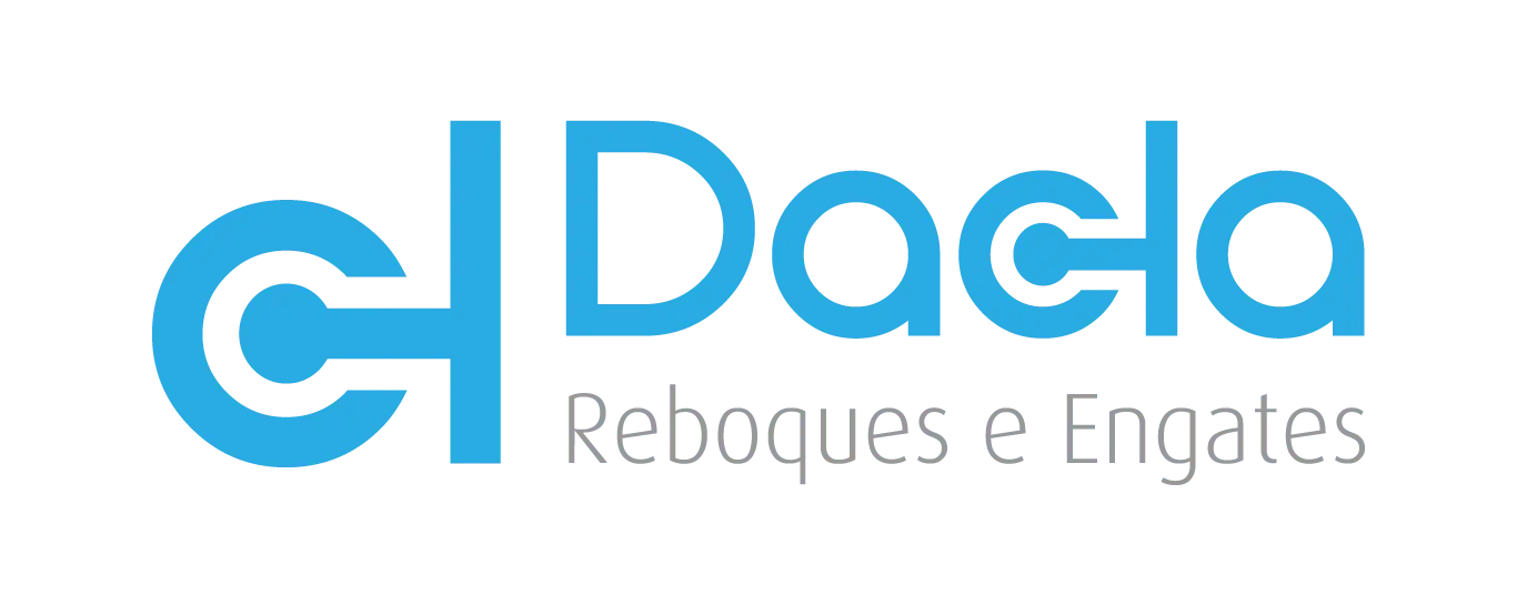Logotipo completo da Dacla Reboques e Engates, case de marca desenvolvido pela Booom Criative.