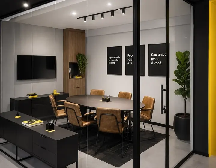 Sala de reuniões da BOOOM Criative em Curitiba.