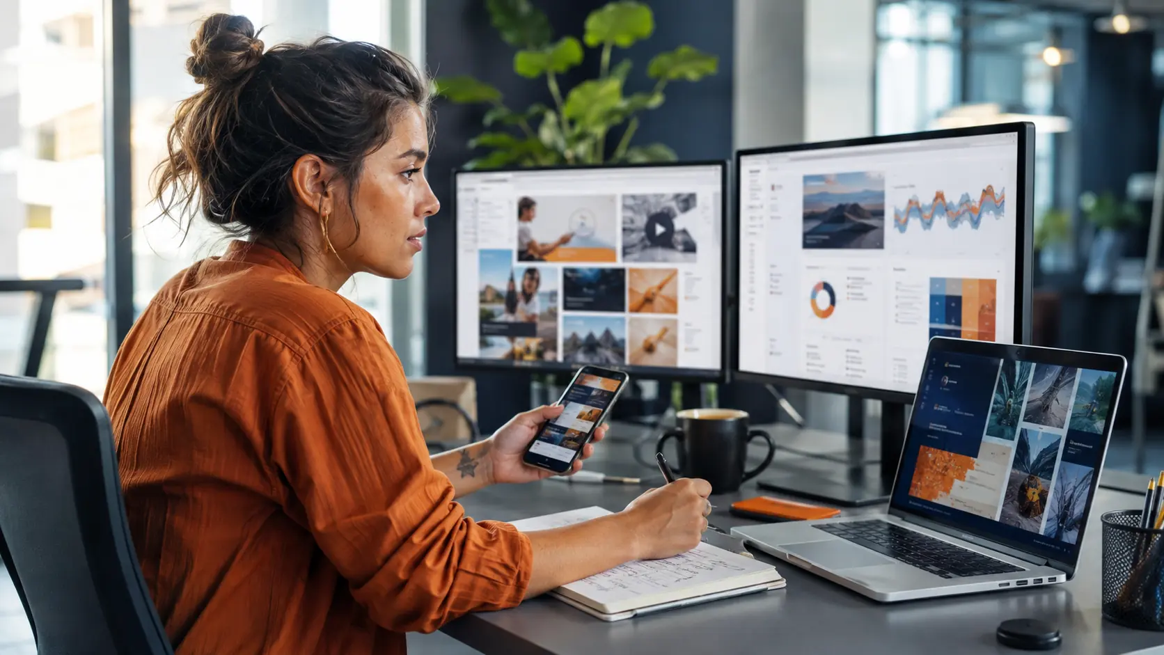 Profissional integrando inteligência artificial, conteúdo e dados no marketing digital em 2026