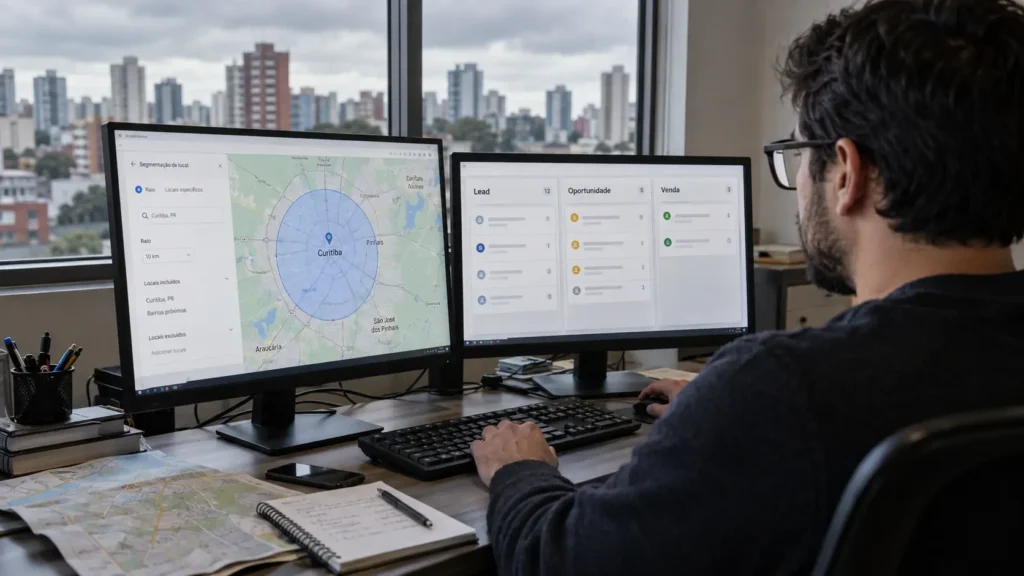 Analista segmenta campanha em Curitiba e acompanha leads e vendas